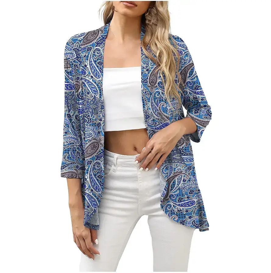 2022 Printed Knitted Cardigan Top Black Floral - Image 4