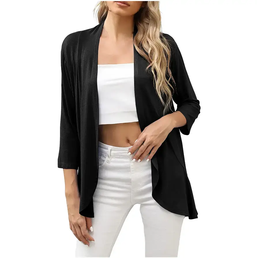 2022 Printed Knitted Cardigan Top Black Floral - Image 3