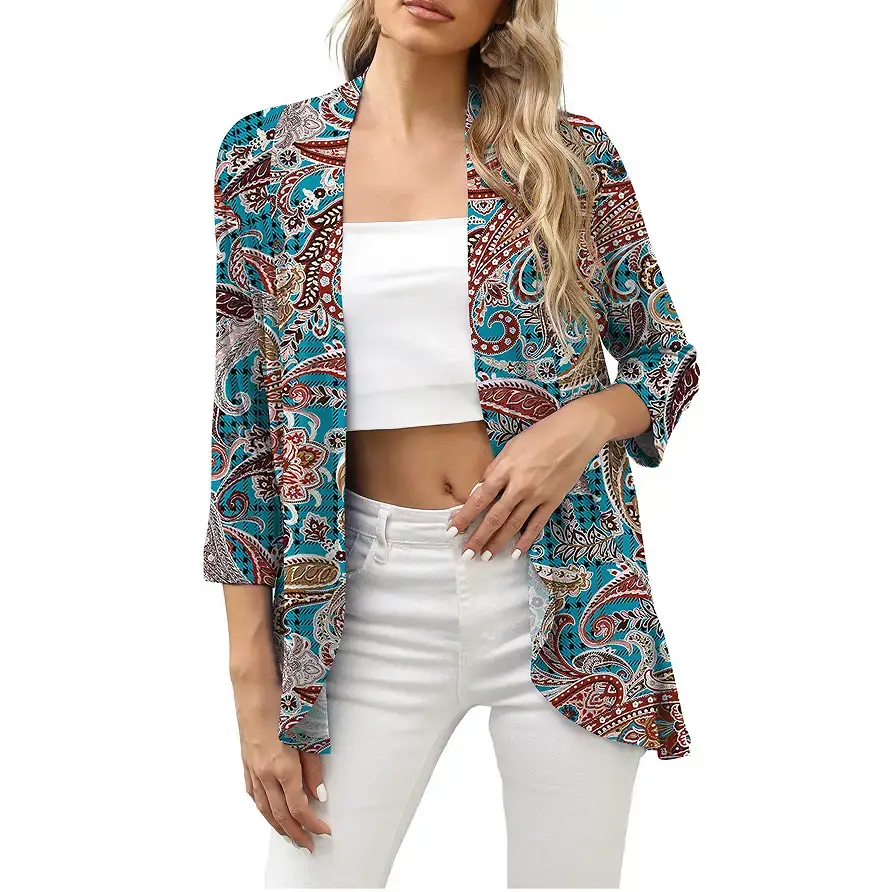 2022 Printed Knitted Cardigan Top Black Floral - Image 5