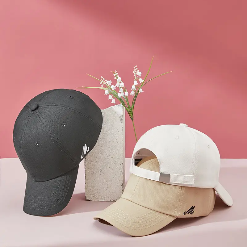 Beige Embroidered Baseball Cap for Men Women
