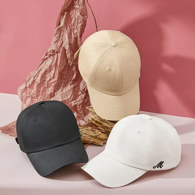 Beige Embroidered Baseball Cap for Men Women