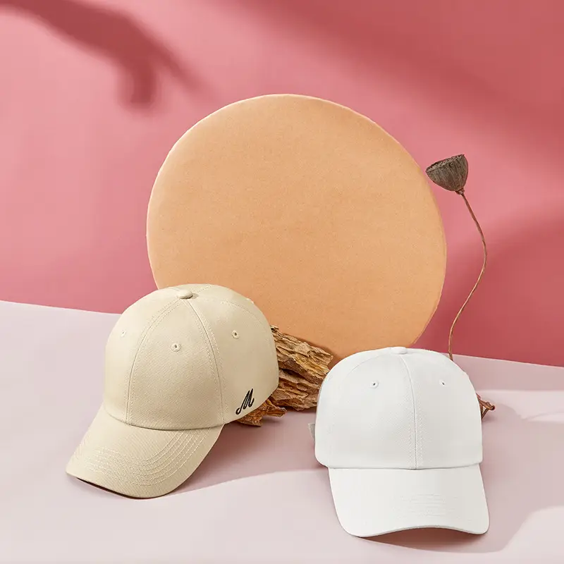 Beige Embroidered Baseball Cap for Men Women