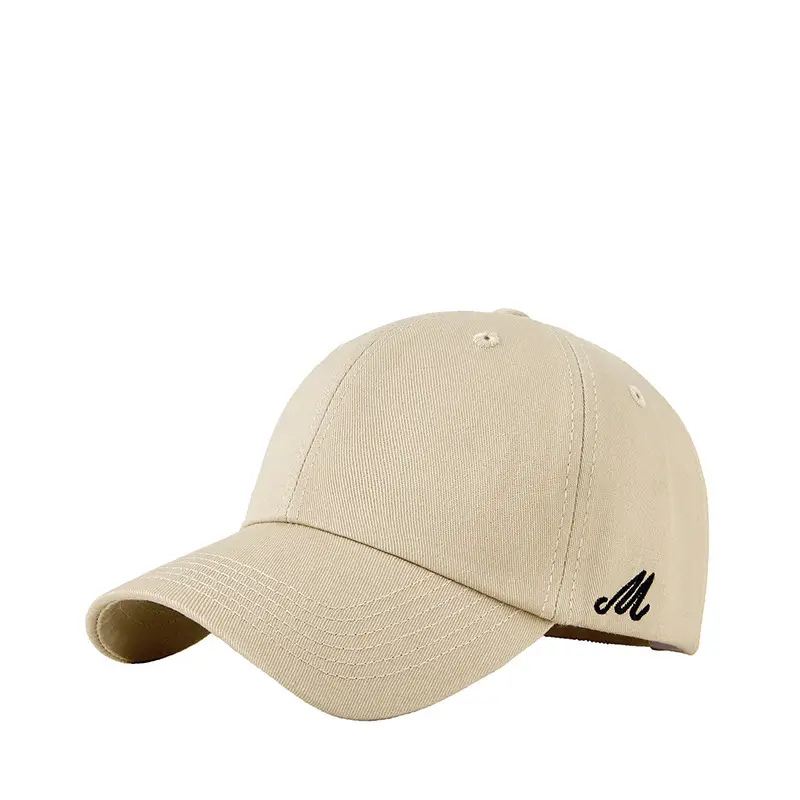 Beige Embroidered Baseball Cap for Men Women