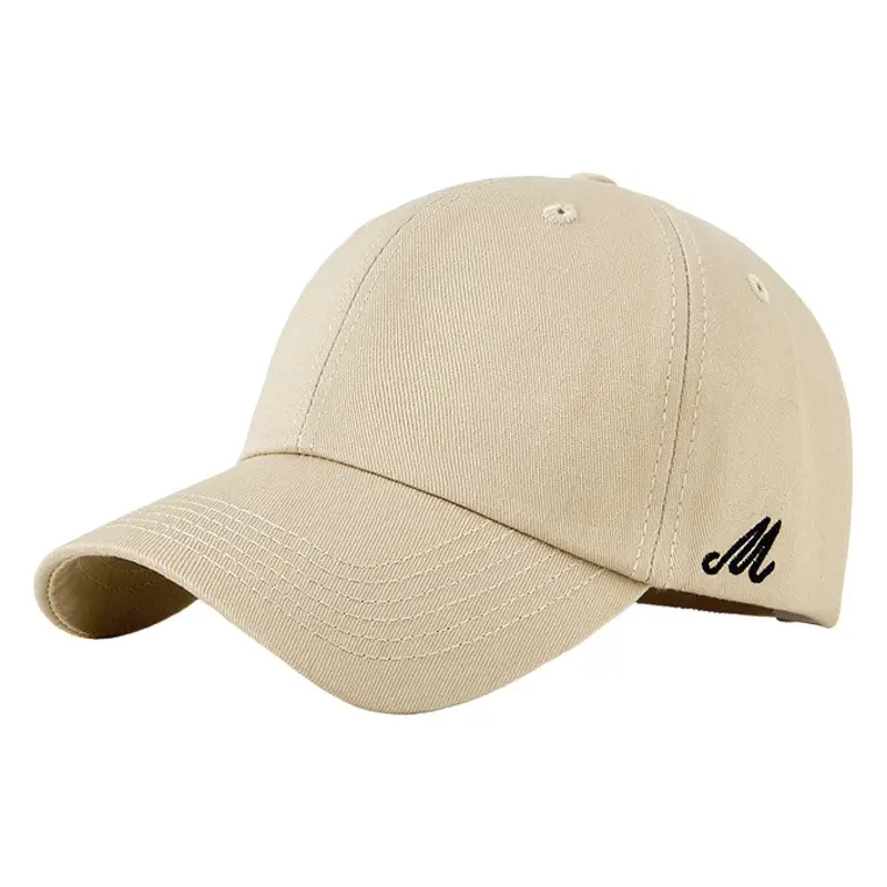 Beige Embroidered Baseball Cap for Men Women