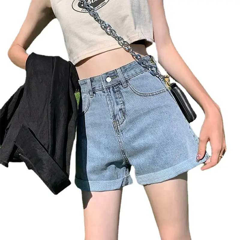 Women White Denim Shorts High Waist Slimming Loose Fit
