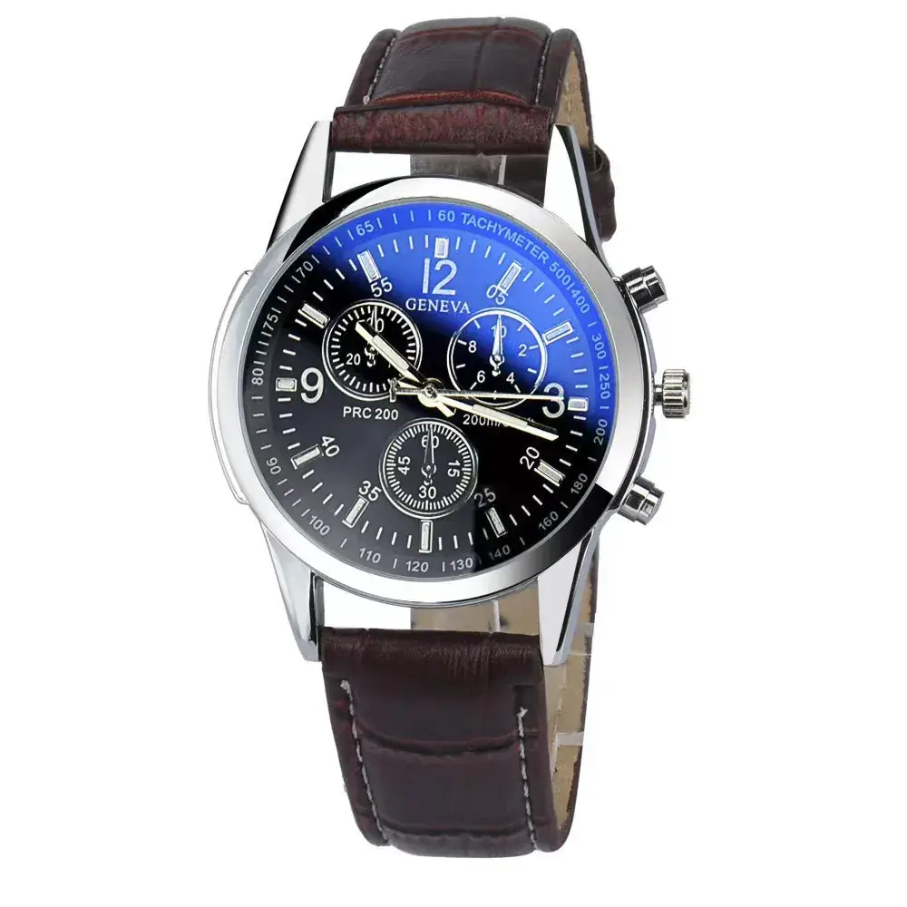 Men's 3PCs Blue Light Glass Wristwatch with Bracelet Set - Image 5