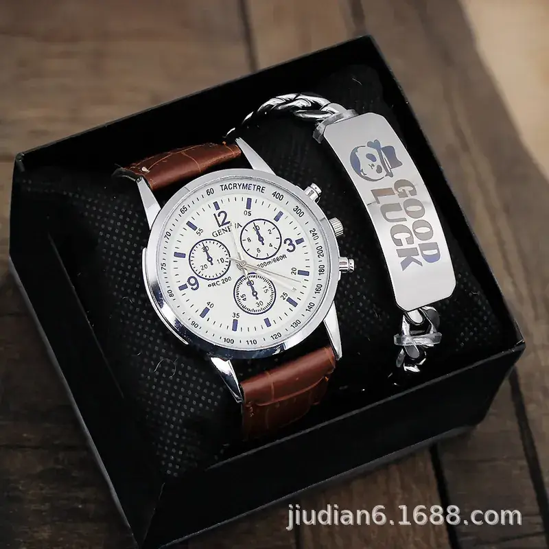 Men's 3PCs Blue Light Glass Wristwatch with Bracelet Set - Image 18
