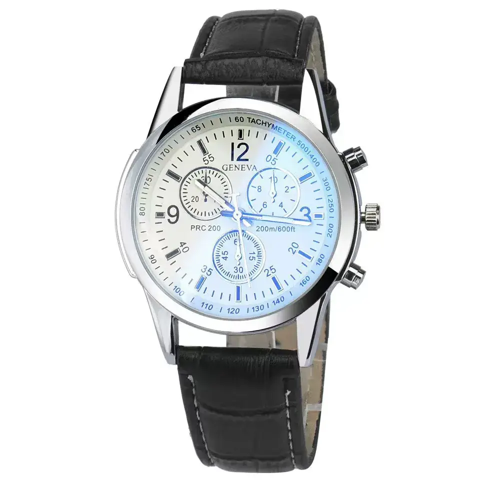 Men's 3PCs Blue Light Glass Wristwatch with Bracelet Set - Image 7