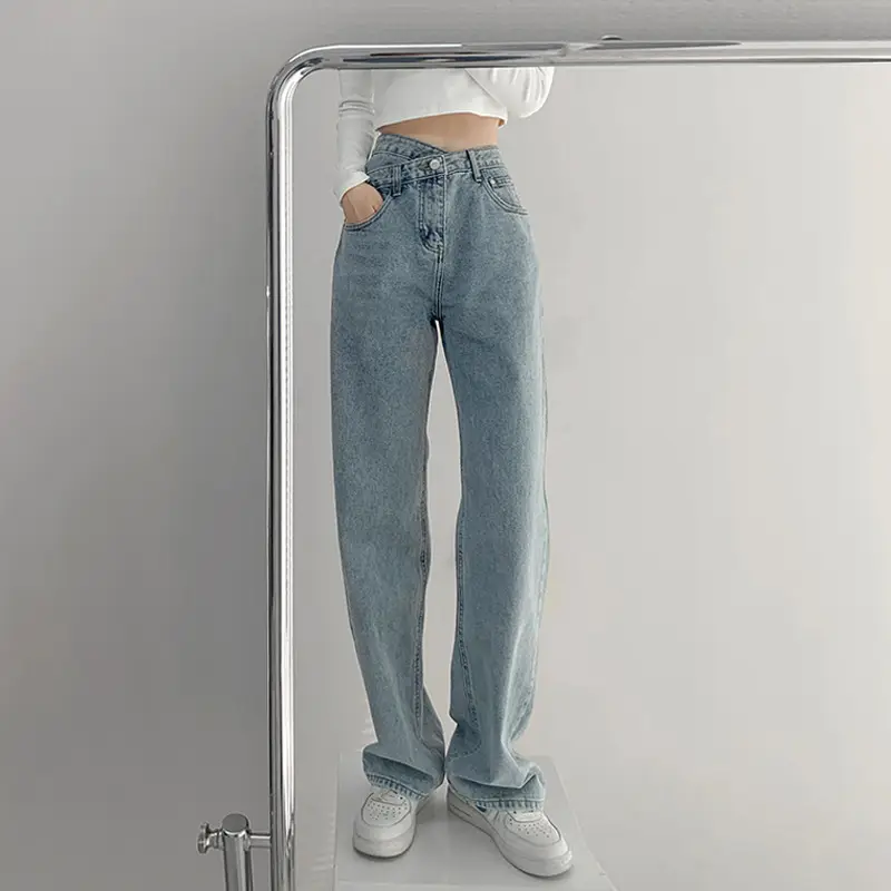 Women's Blue Denim High Waist Loose Fit Jeans