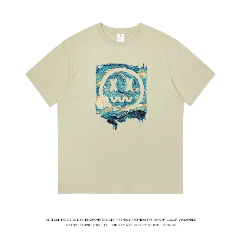 Men Heavyweight Cotton T-Shirt Niche Print Summer Wear - Image 8