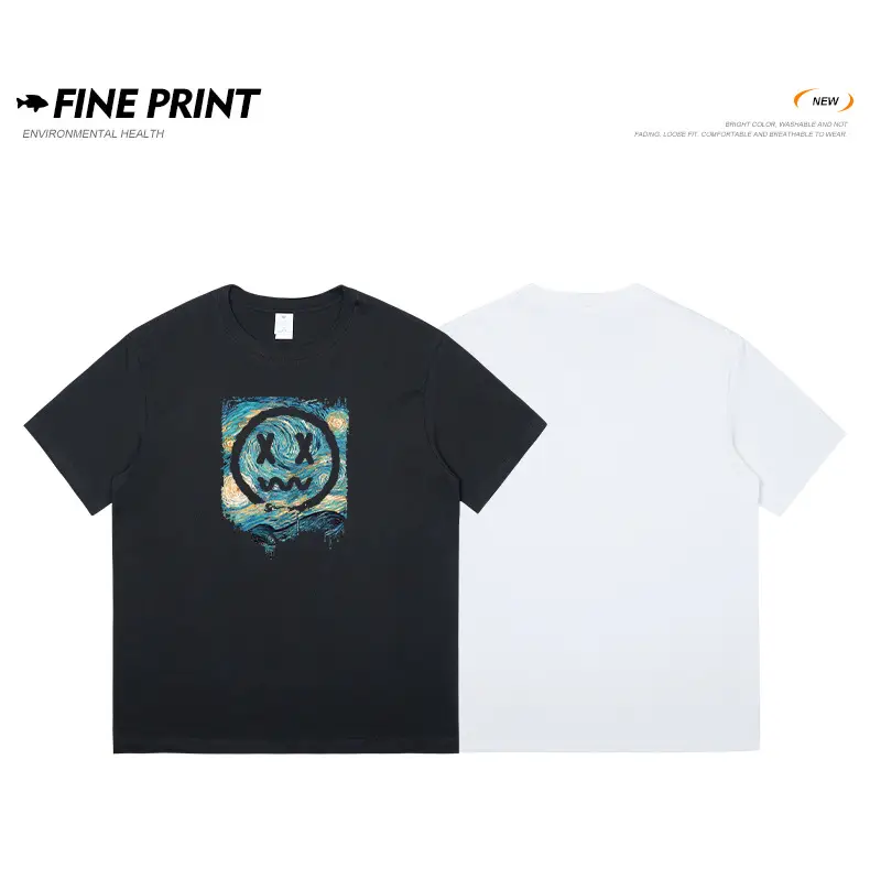 Men Heavyweight Cotton T-Shirt Niche Print Summer Wear — feature 6