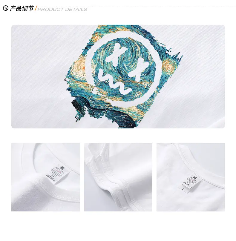 Men Heavyweight Cotton T-Shirt Niche Print Summer Wear — feature 8