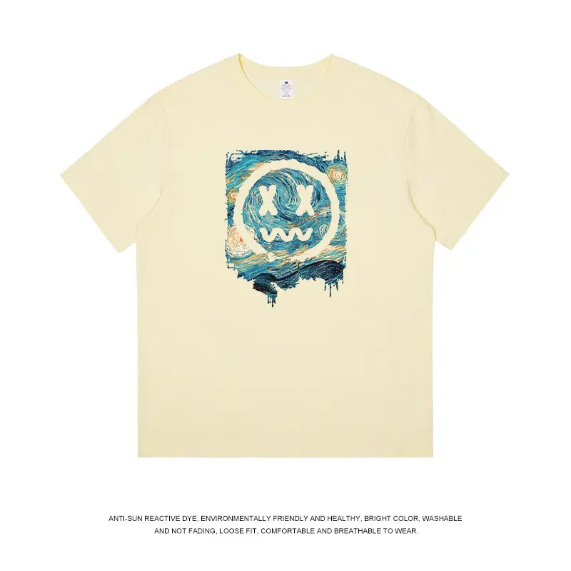 Men Heavyweight Cotton T-Shirt Niche Print Summer Wear - Image 5