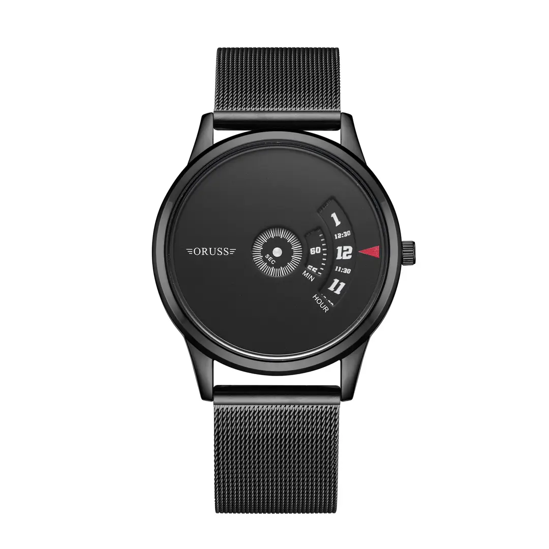 [A generation of hair] full-automatic movement watch men's mesh belt genuine waterproof brand steel watch black Technology Watch