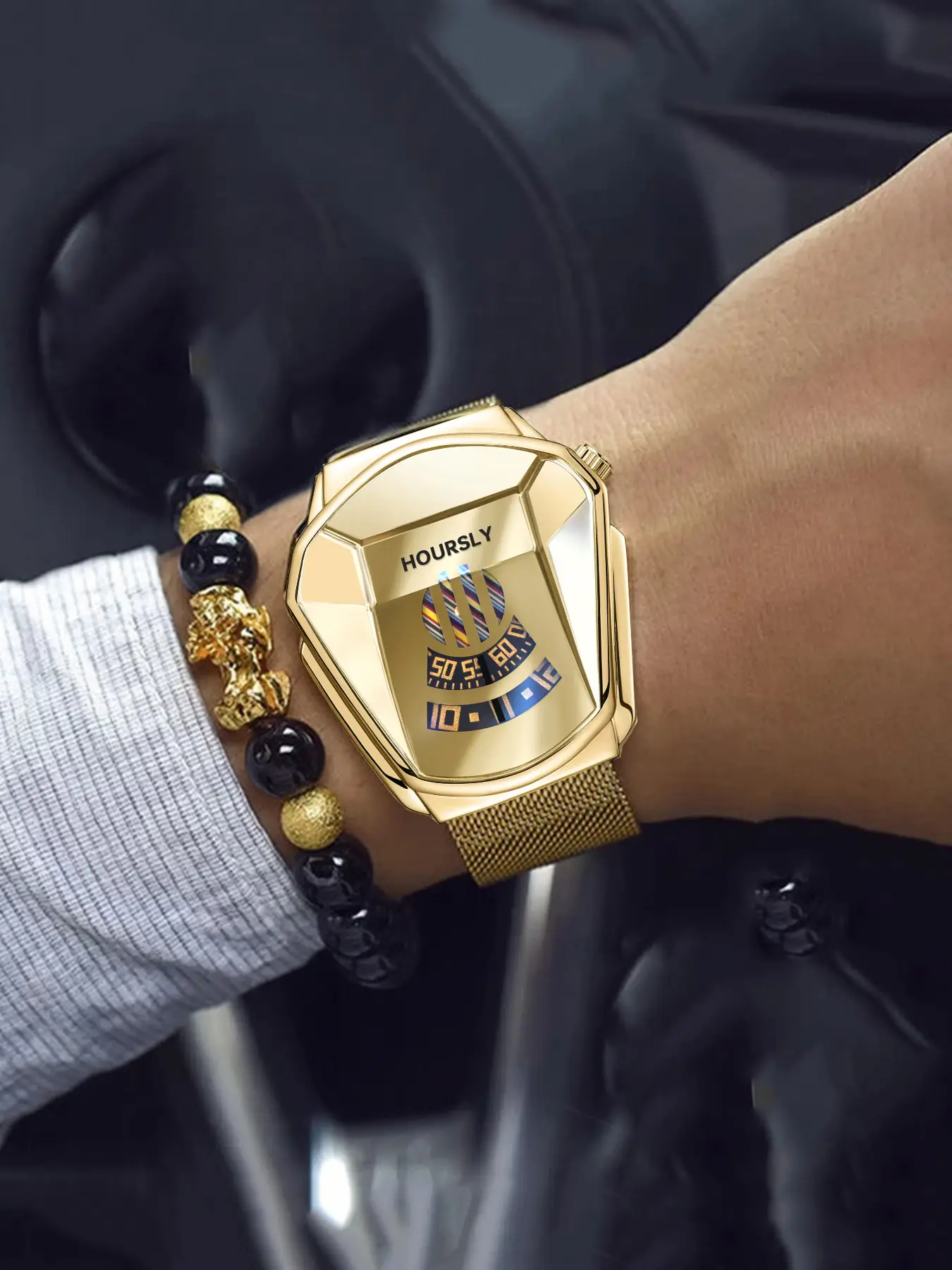 Men's Square Roman Diamond Hip Hop Watch with Diamond Bracelet - Image 10