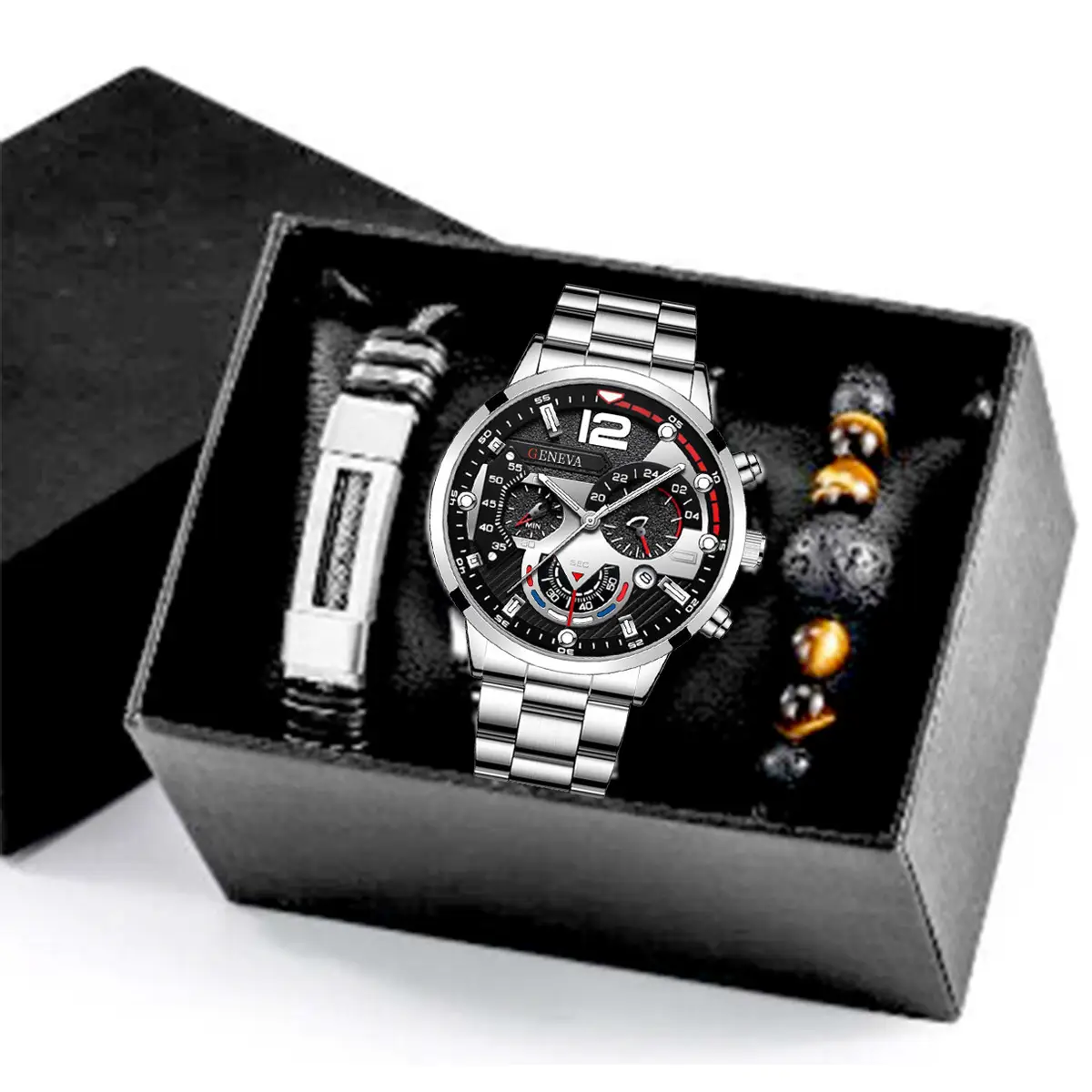 Men's Square Roman Diamond Hip Hop Watch with Diamond Bracelet - Image 11