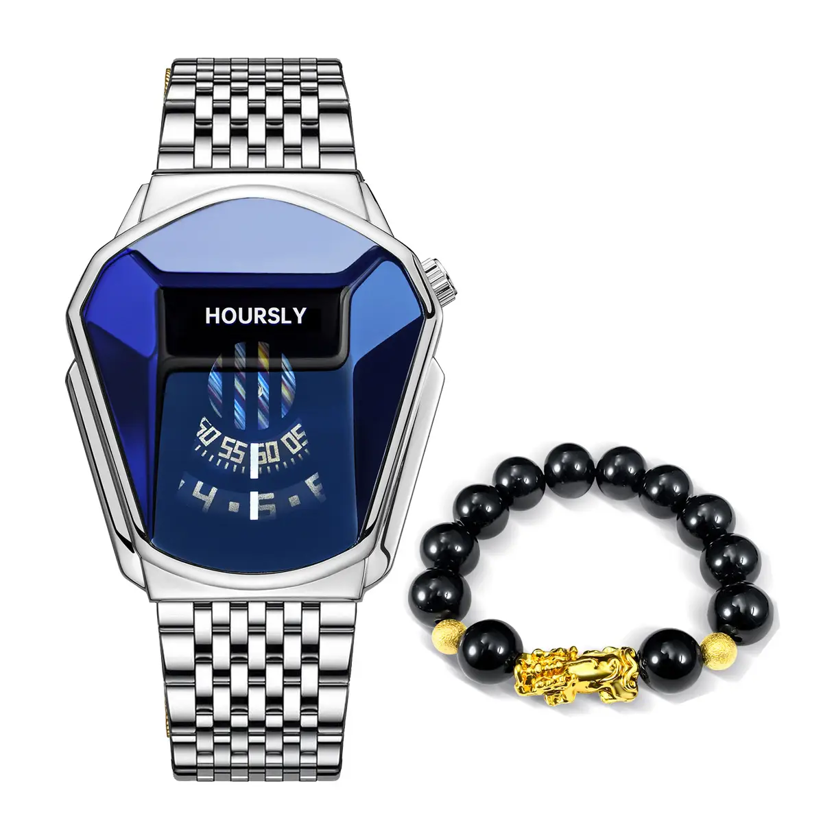 Men's Square Roman Diamond Hip Hop Watch with Diamond Bracelet - Image 8