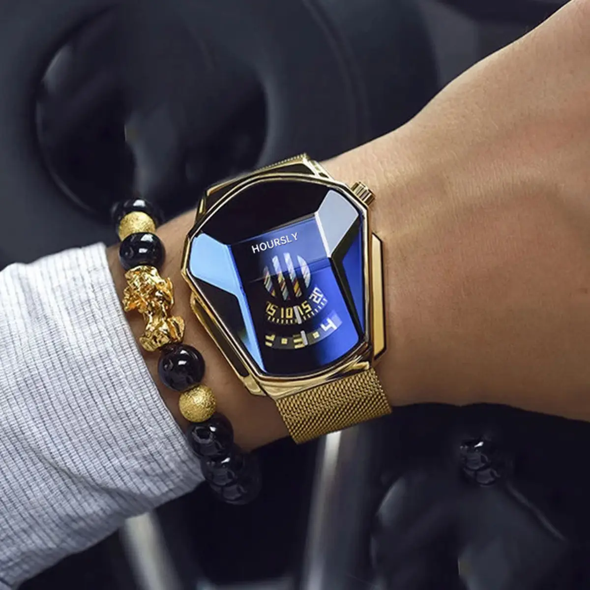 Men's Square Roman Diamond Hip Hop Watch with Diamond Bracelet - Image 9