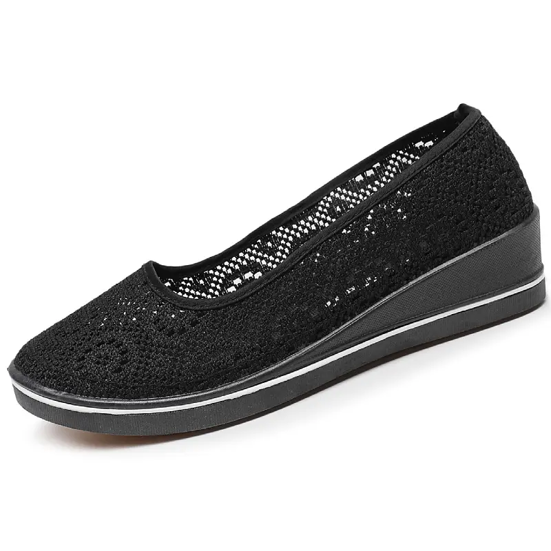 Spring and Summer New Wedge-Heeled Nurse Shoes for Women, Breathable White Shoes, Mesh Shoes, Comfortable Non-Slip Hollow Versatile Work and Beauty Shoes - Image 6