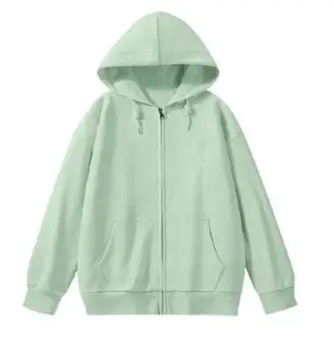 Grey Hooded Sweatshirt Women Loose Fleece Winter Coat - Image 6