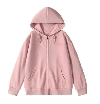 Grey Hooded Sweatshirt Women Loose Fleece Winter Coat - Image 7