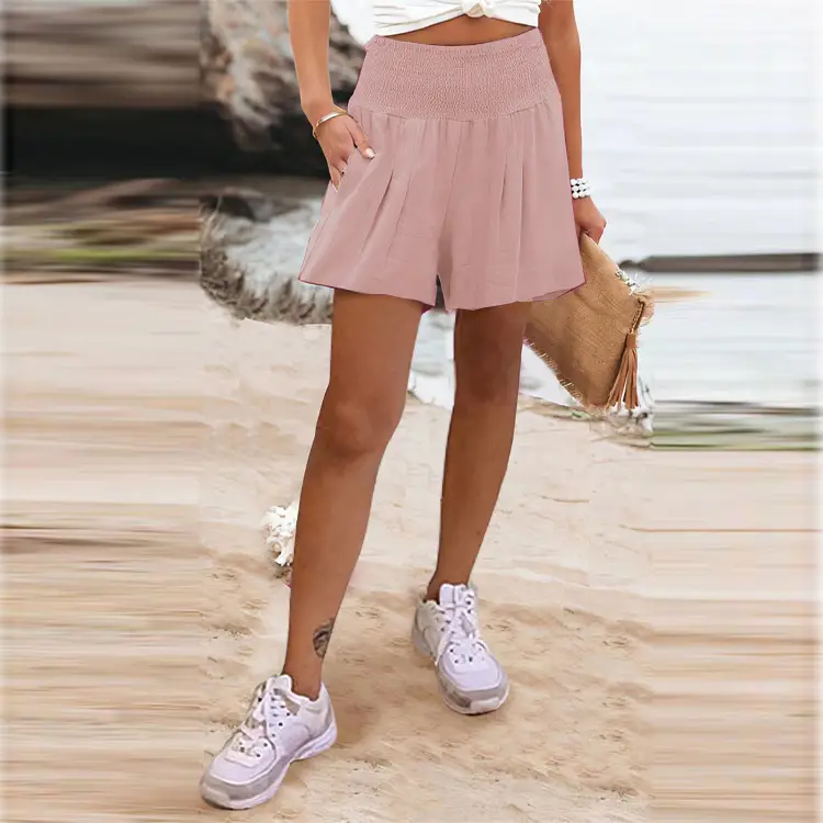 Women's Green High-Waisted Elastic Shorts - Image 14