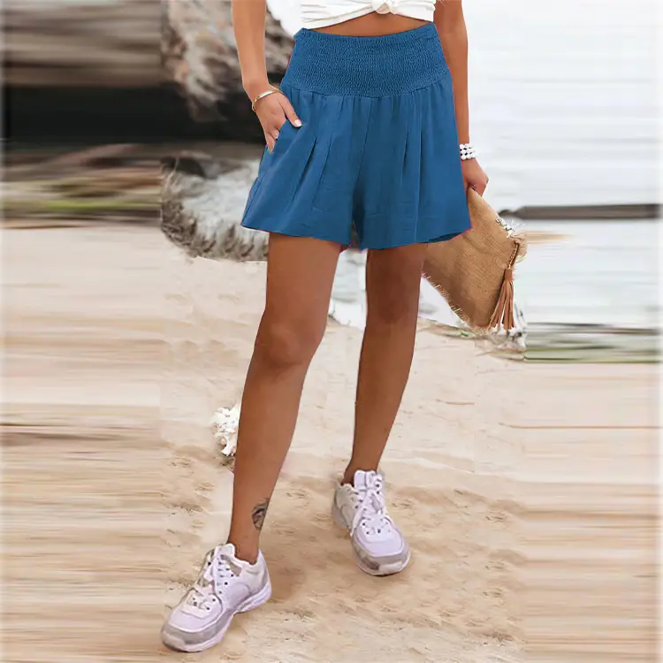 Women's Green High-Waisted Elastic Shorts - Image 16