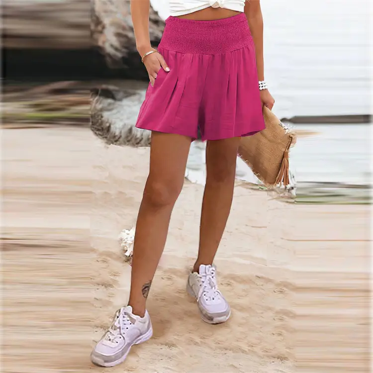 Women's Green High-Waisted Elastic Shorts - Image 10