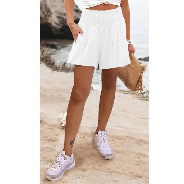 Women's Green High-Waisted Elastic Shorts - Image 2