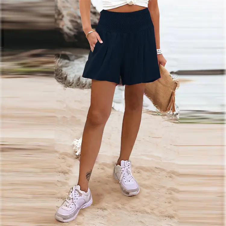 Women's Green High-Waisted Elastic Shorts - Image 7