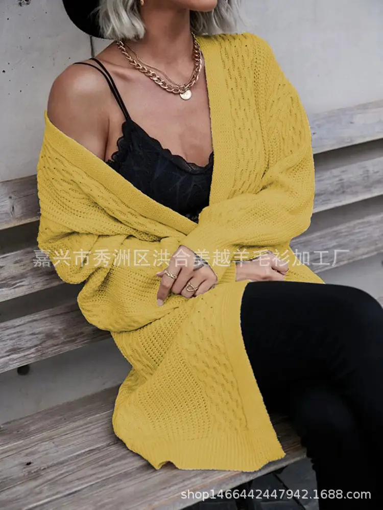 2025 V Neck Long Sleeve Knit Cardigan Women Peach — feature 22