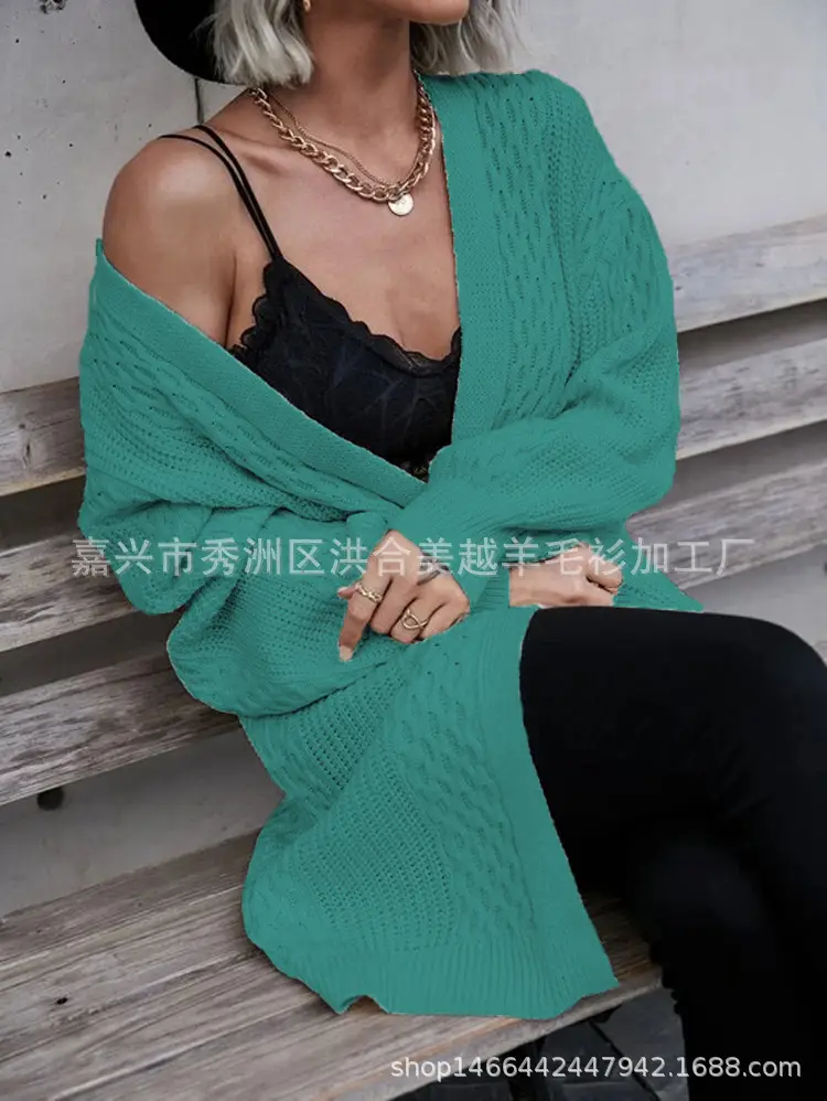 2025 V Neck Long Sleeve Knit Cardigan Women Peach — feature 24