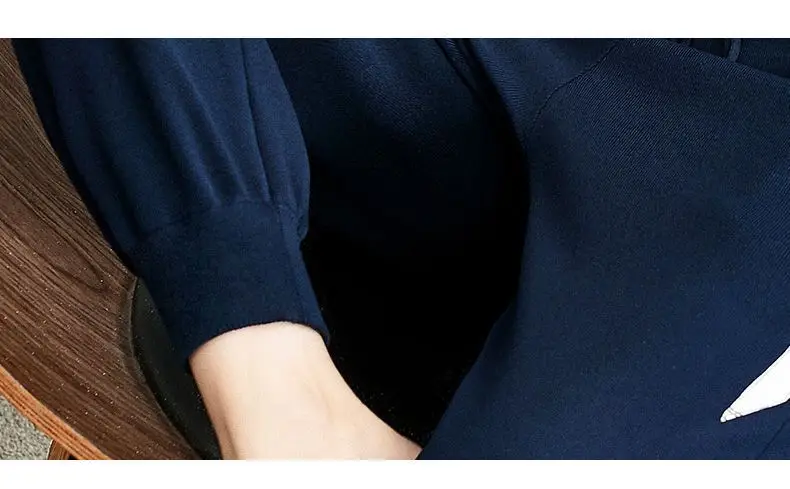 Women's 200kg Fat Size Sports Suit Navy Printed — feature 19