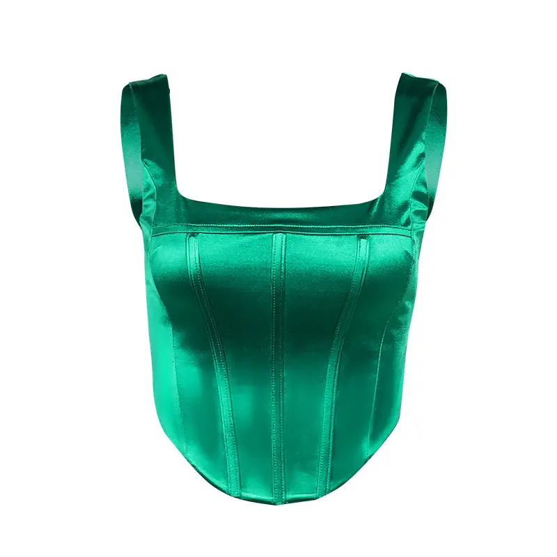 Red Fishbone Waist Vest with Square Collar - Image 7