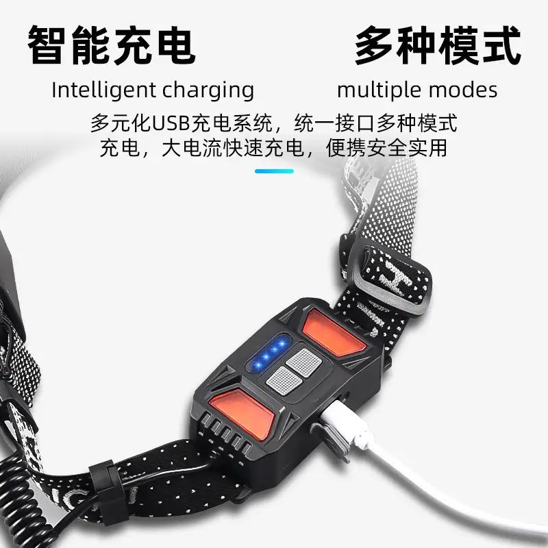 USB Rechargeable LED Headlamp with Double Switch Control