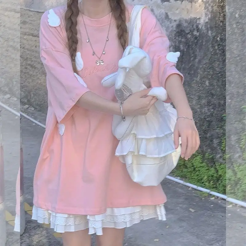 2025 Korean Summer Korean Playful Two-Piece Suit Pink Skirt
