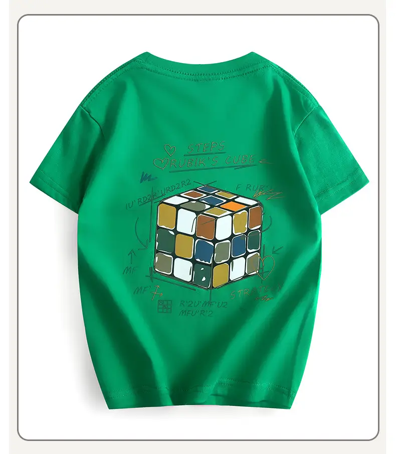 Children's Green Graphic T-Shirt Boys Summer Wear - Image 5
