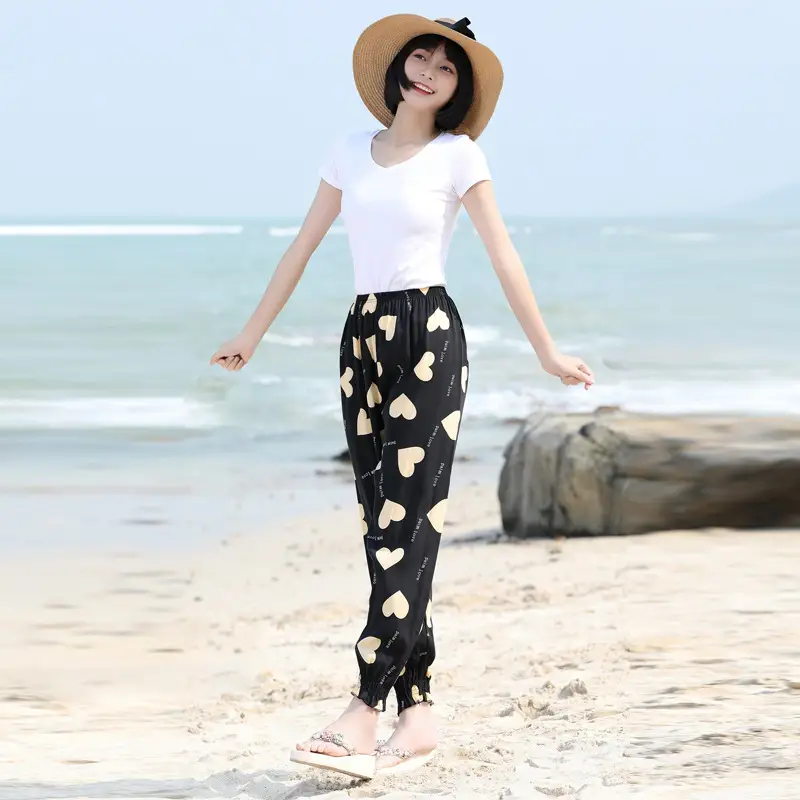 Women Cotton Silk Anti-Mosquito Beach Pants Bloomers - Image 11