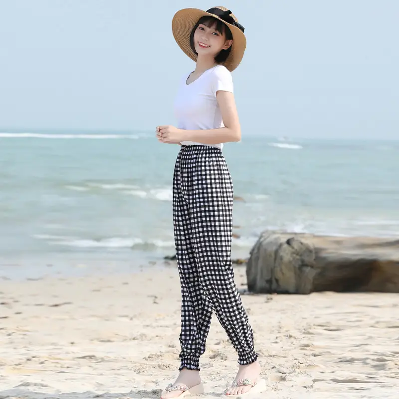 Women Cotton Silk Anti-Mosquito Beach Pants Bloomers - Image 12