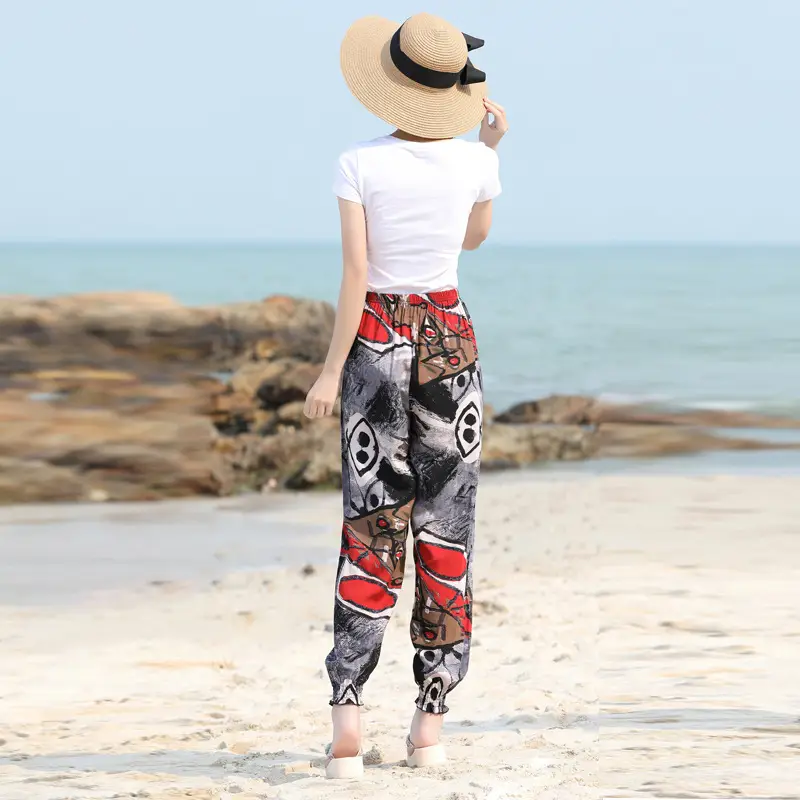 Women Cotton Silk Anti-Mosquito Beach Pants Bloomers - Image 13