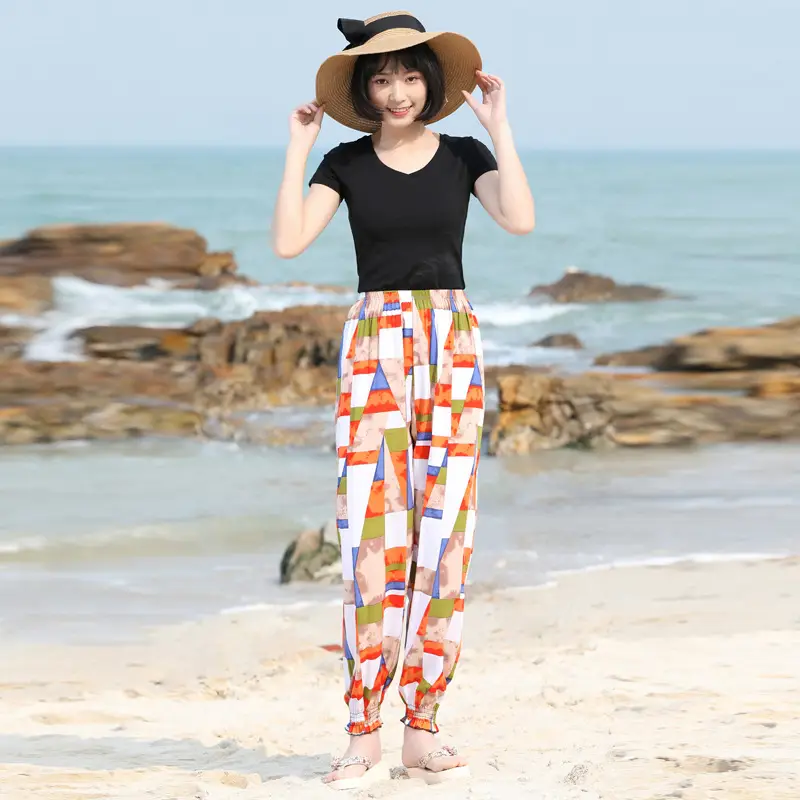 Women Cotton Silk Anti-Mosquito Beach Pants Bloomers - Image 14