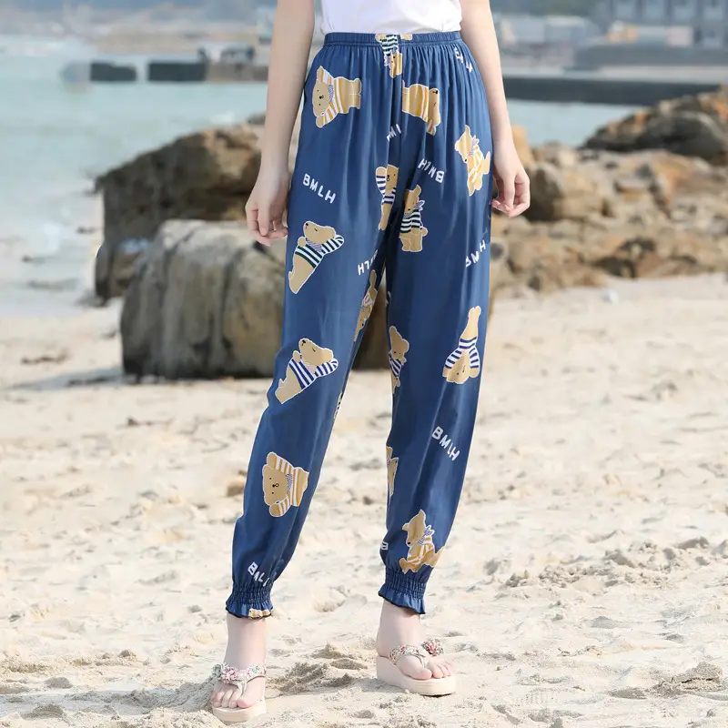 Women Cotton Silk Anti-Mosquito Beach Pants Bloomers - Image 10