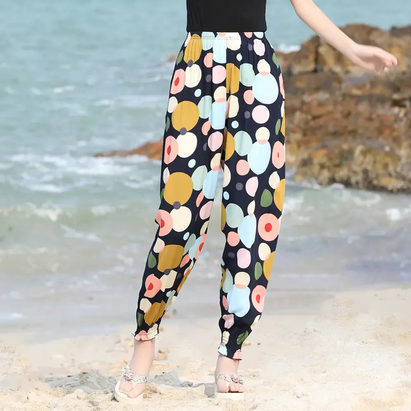 Women Cotton Silk Anti-Mosquito Beach Pants Bloomers - Image 3
