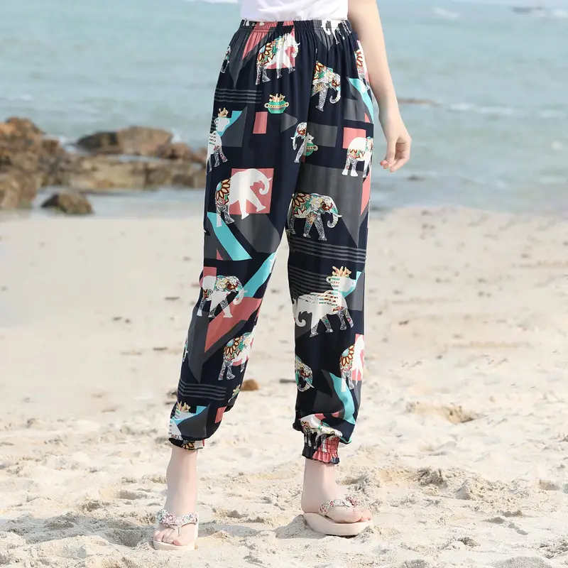 Women Cotton Silk Anti-Mosquito Beach Pants Bloomers - Image 4