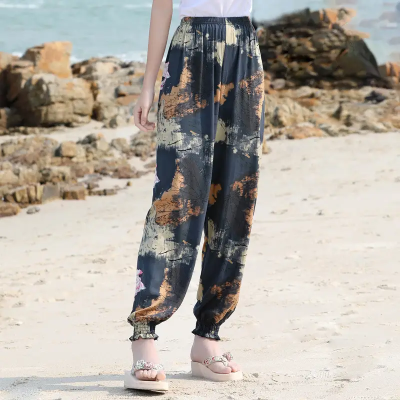 Women Cotton Silk Anti-Mosquito Beach Pants Bloomers - Image 8