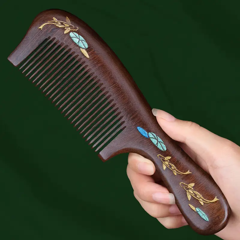 Ebony Wooden Hair Comb for Women's Long Hair