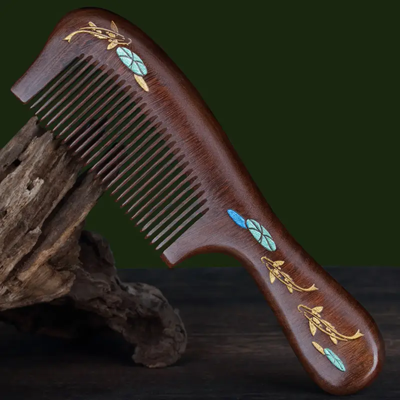 Ebony Wooden Hair Comb for Women's Long Hair