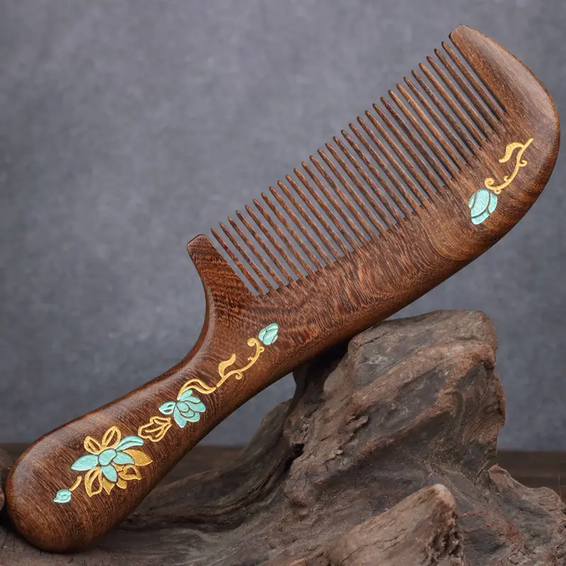 Ebony Wooden Hair Comb for Women's Long Hair