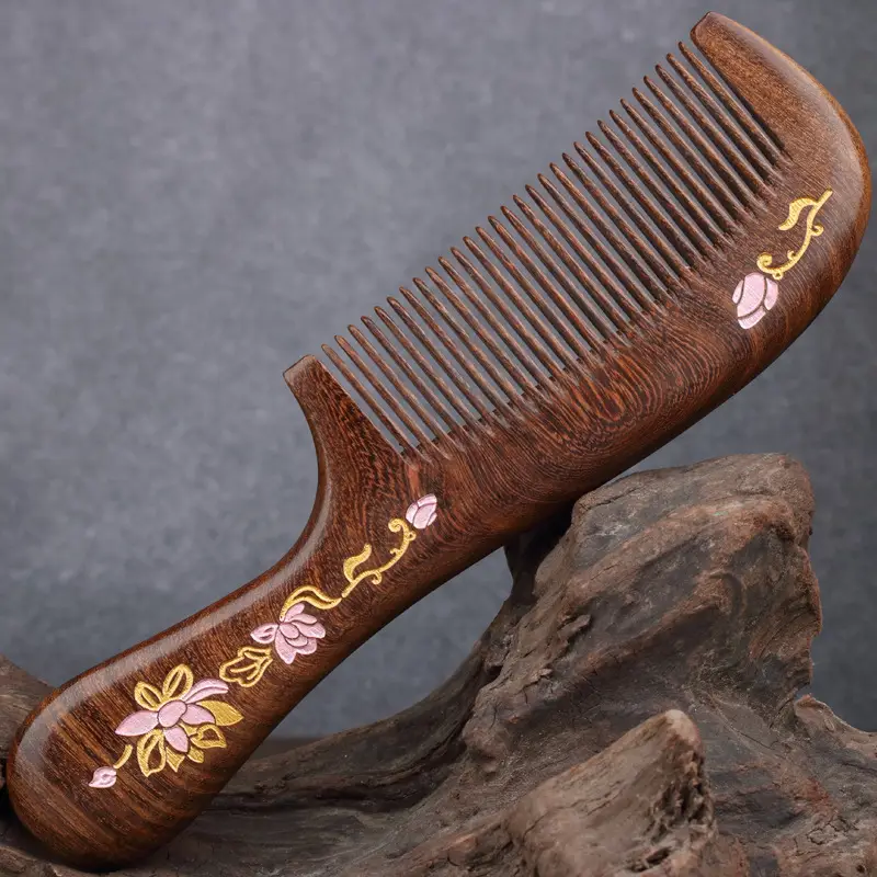 Ebony Wooden Hair Comb for Women's Long Hair