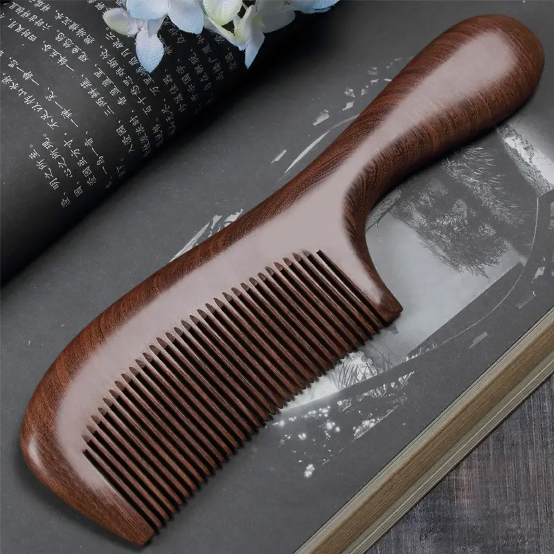 Ebony Wooden Hair Comb for Women's Long Hair